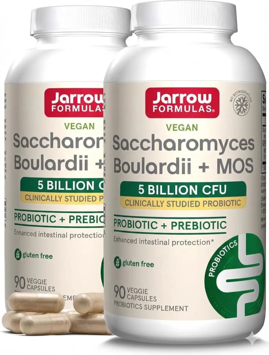 Jarrow Formulas Saccharomyces Boulardii + MOS Probiotic 5 Billion CFU 360 Count (Pack of 2) | Digestive Health Support — Capsule