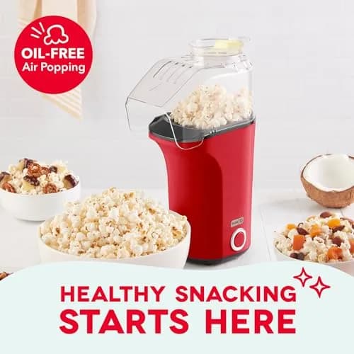 Dash Fresh Pop Popcorn Maker 16-Cup Red | Oil-Free Hot Air Popper for Family & Movie Nights thumbnail 2