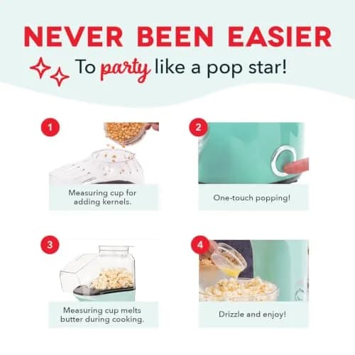 Dash Fresh Pop Hot Air Popcorn Maker, 16-Cup Capacity, White | Oil-Free Electric Popper for Healthy Snacks thumbnail 5