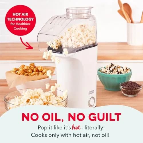Dash Fresh Pop Hot Air Popcorn Maker, 16-Cup Capacity, White | Oil-Free Electric Popper for Healthy Snacks thumbnail 4