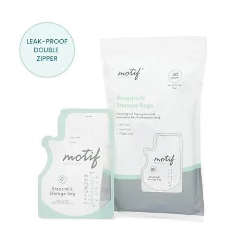 Motif Medical Breastmilk Storage Bags 6 oz (40 Count) | Easy-Pour Spout & Leak-Proof Double Zipper thumbnail 8