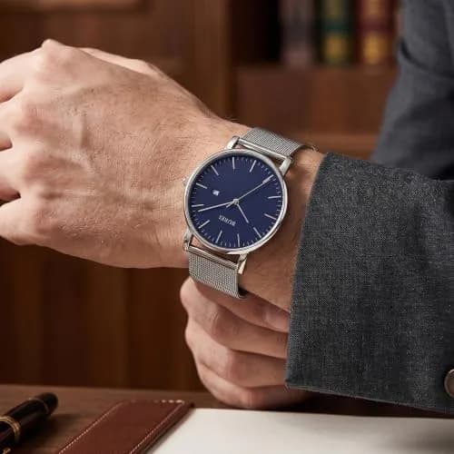 BUREI Men Wrist Watch Minimalist Analog Quartz Waterproof 7.2mm (Silver) | Light-Luxury Design thumbnail 3