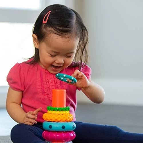 Sassy Stacks of Circles Stacking Ring STEM Learning Toy | 9 Pieces, 6-24 Months thumbnail 4