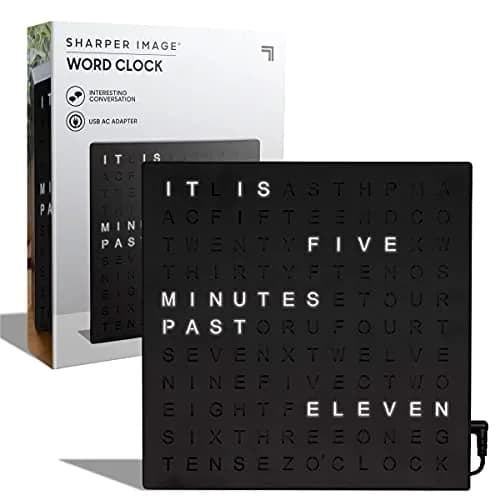 Sharper Image LED Word Digital Clock 7.75" Black Finish | Modern Time Display with Illuminated Words thumbnail 1