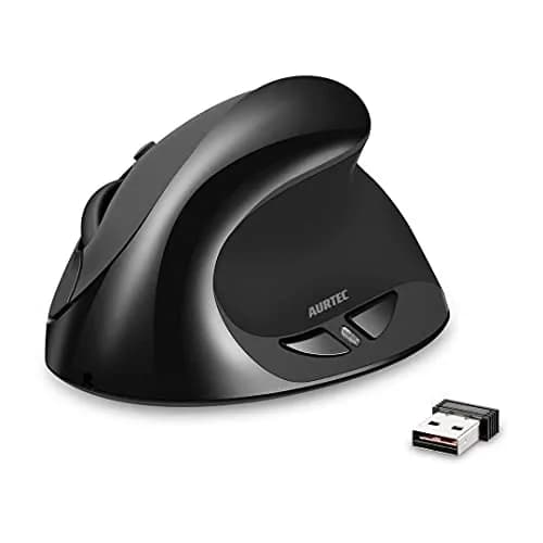 AURTEC Vertical Mouse 2.4G Wireless Ergonomic Mouse | Rechargeable, 6 Buttons, 800/1200/1600 DPI, Black thumbnail 1