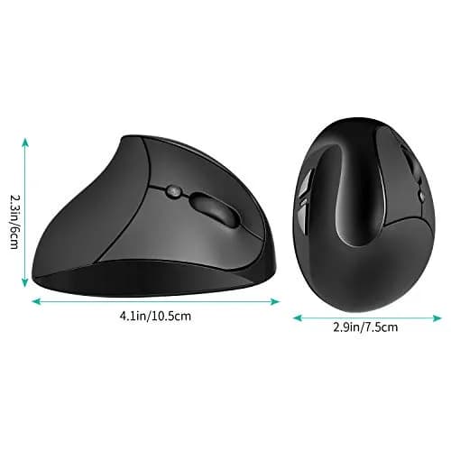 AURTEC Vertical Mouse 2.4G Wireless Ergonomic Mouse | Rechargeable, 6 Buttons, 800/1200/1600 DPI, Black thumbnail 6