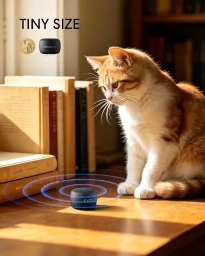 MOMOHO Mini Bluetooth Speaker Wireless, Tiny Portable Speaker with Mic & TWS, Black thumbnail 2