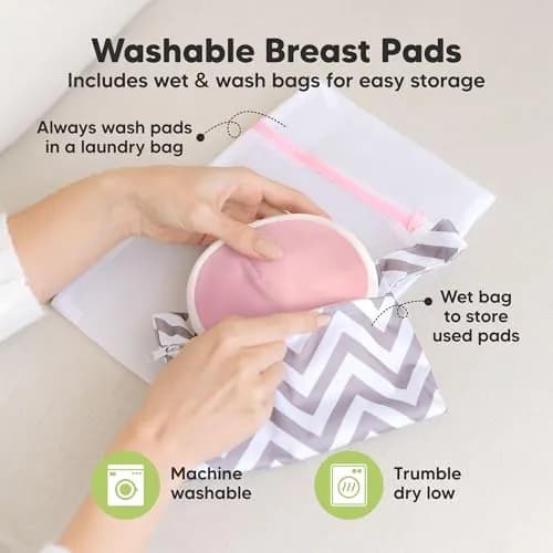 KeaBabies Organic Nursing Pads M 4.6" (14-Pack) | Viscose from Bamboo, Waterproof, Washable thumbnail 4