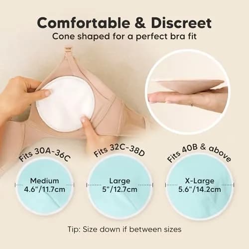 KeaBabies Organic Nursing Pads M 4.6" (14-Pack) | Viscose from Bamboo, Waterproof, Washable thumbnail 3