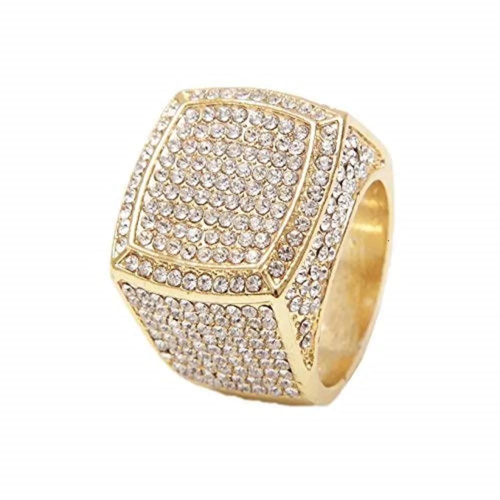 Charles Raymond Iced Out Luxury Oversize Men's Ring - Silver Size 8 | Statement Hip Hop Jewelry — Gold