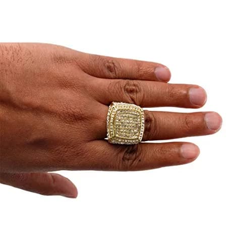 Charles Raymond Gold Oversize Hip Hop Ring with Crystals | Size 9 (US) thumbnail 6