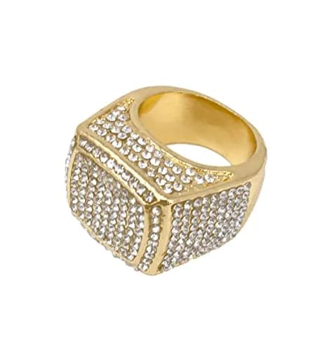 Charles Raymond Gold Oversize Hip Hop Ring with Crystals | Size 9 (US) thumbnail 5