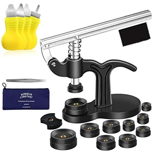 ONEBOM Watch Press Tool Set 18-50mm | Professional Watch Repair Kit with 12 Dies, Tweezers, and Blades thumbnail 1