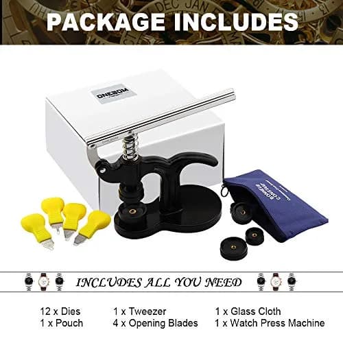 ONEBOM Watch Press Tool Set 18-50mm | Professional Watch Repair Kit with 12 Dies, Tweezers, and Blades thumbnail 7