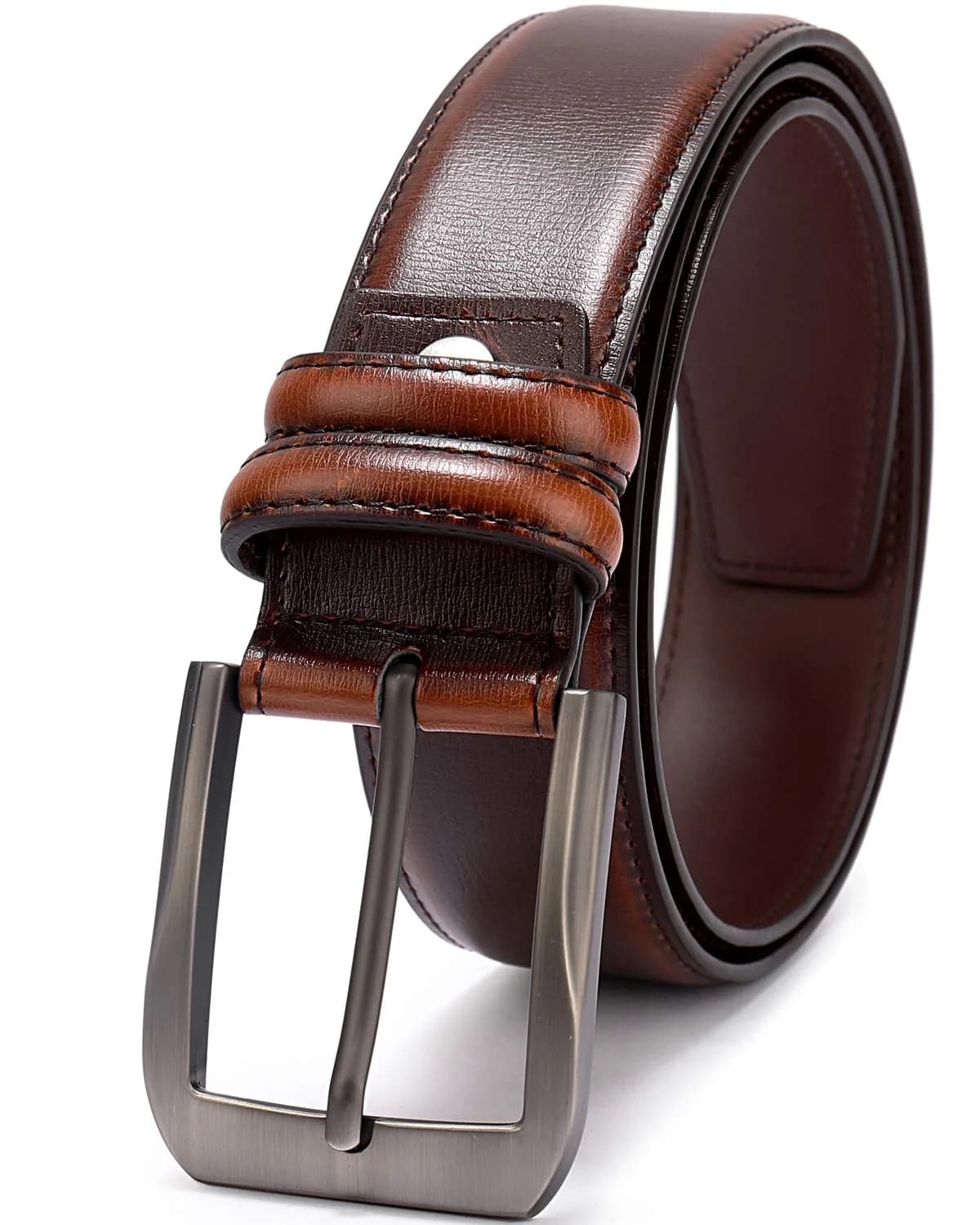 beltox fine Men's Genuine Leather Belt 38mm (1.5") Wide with Silver Prong Buckle | Cut-to-Fit for Waist Sizes 28-58 — Cognac / 36-37