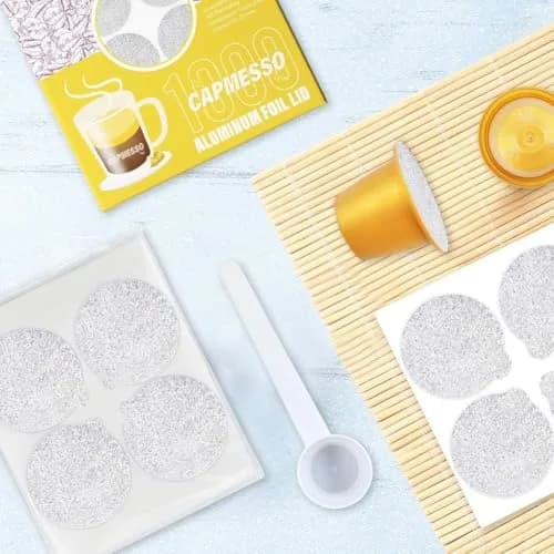 CAPMESSO 1000 Aluminum Foil Lids & 6 Reusable Pods | Grips Coffee for Nespresso OriginalLine thumbnail 2