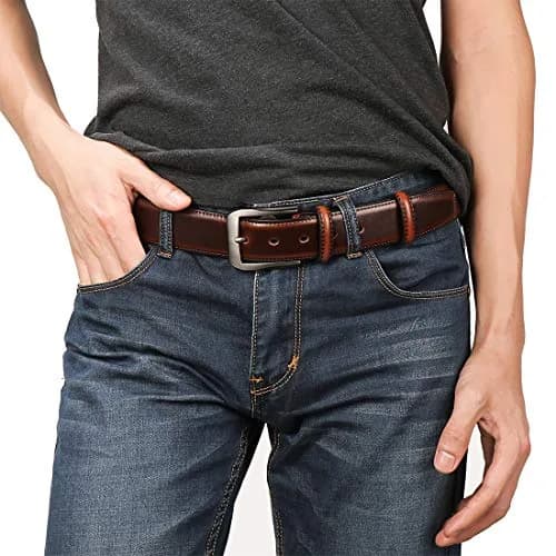 beltox fine Men's Genuine Leather Jeans Belt 38mm (1.5") Wide, Cognac | Adjustable Fit for Waist 40-42 thumbnail 5