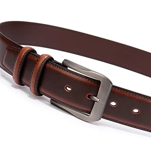 beltox fine Men's Genuine Leather Jeans Belt 38mm (1.5") Wide, Cognac | Adjustable Fit for Waist 40-42 thumbnail 3