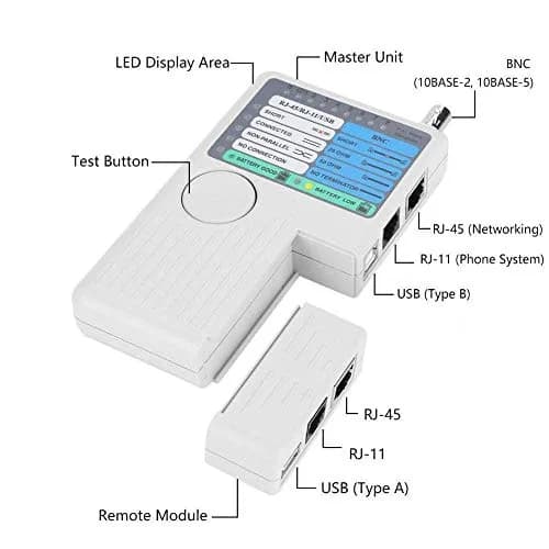 iMBAPrice NF-3468 4-in-1 Network Cable Tester with Remote, USB/BNC/RJ45/RJ11, Cat5/Cat6/UTP/STP thumbnail 2