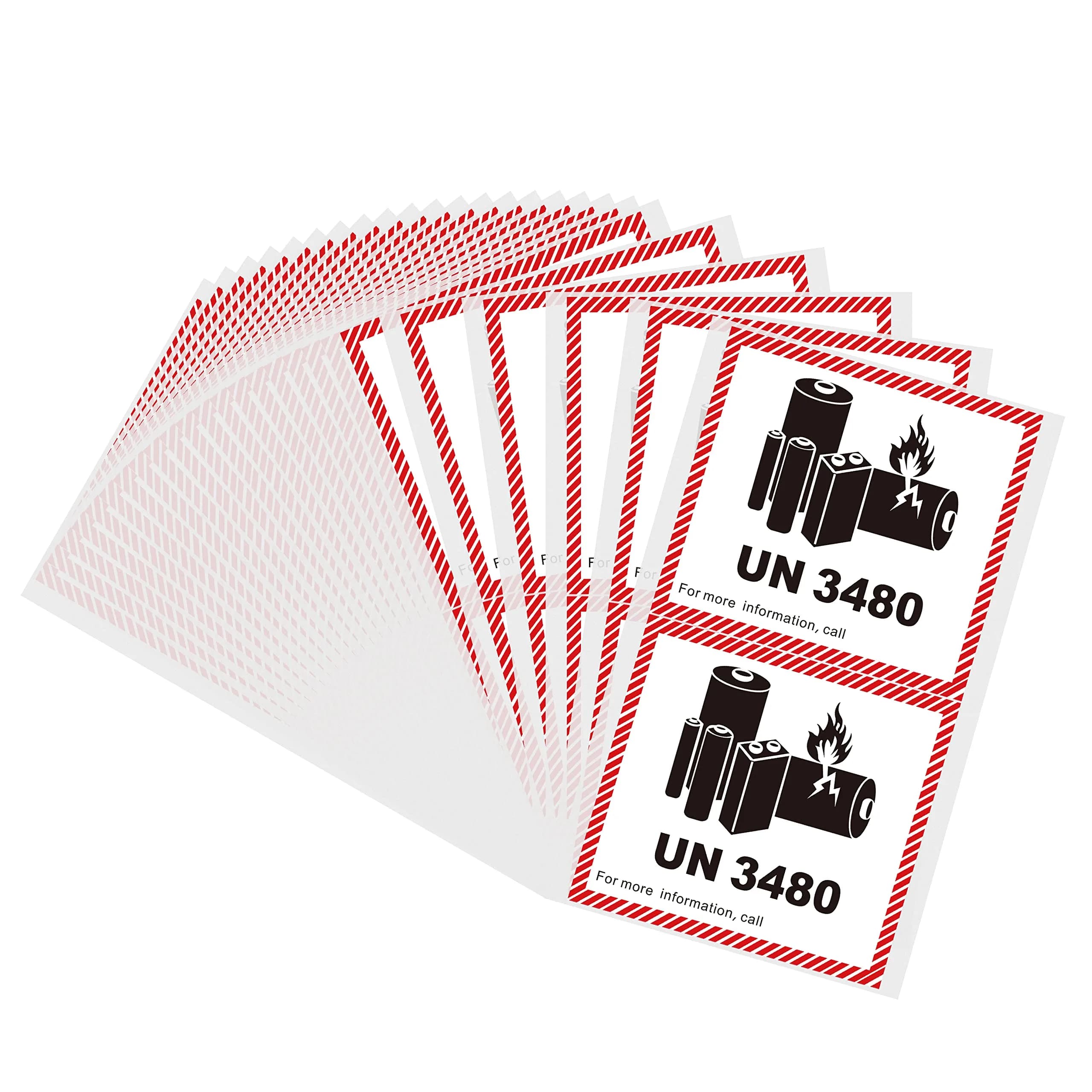 HYBSK UN3480 Lithium Ion Battery Transport Caution Warning Labels 4.7" x 4.3" | 50 Adhesive Stickers