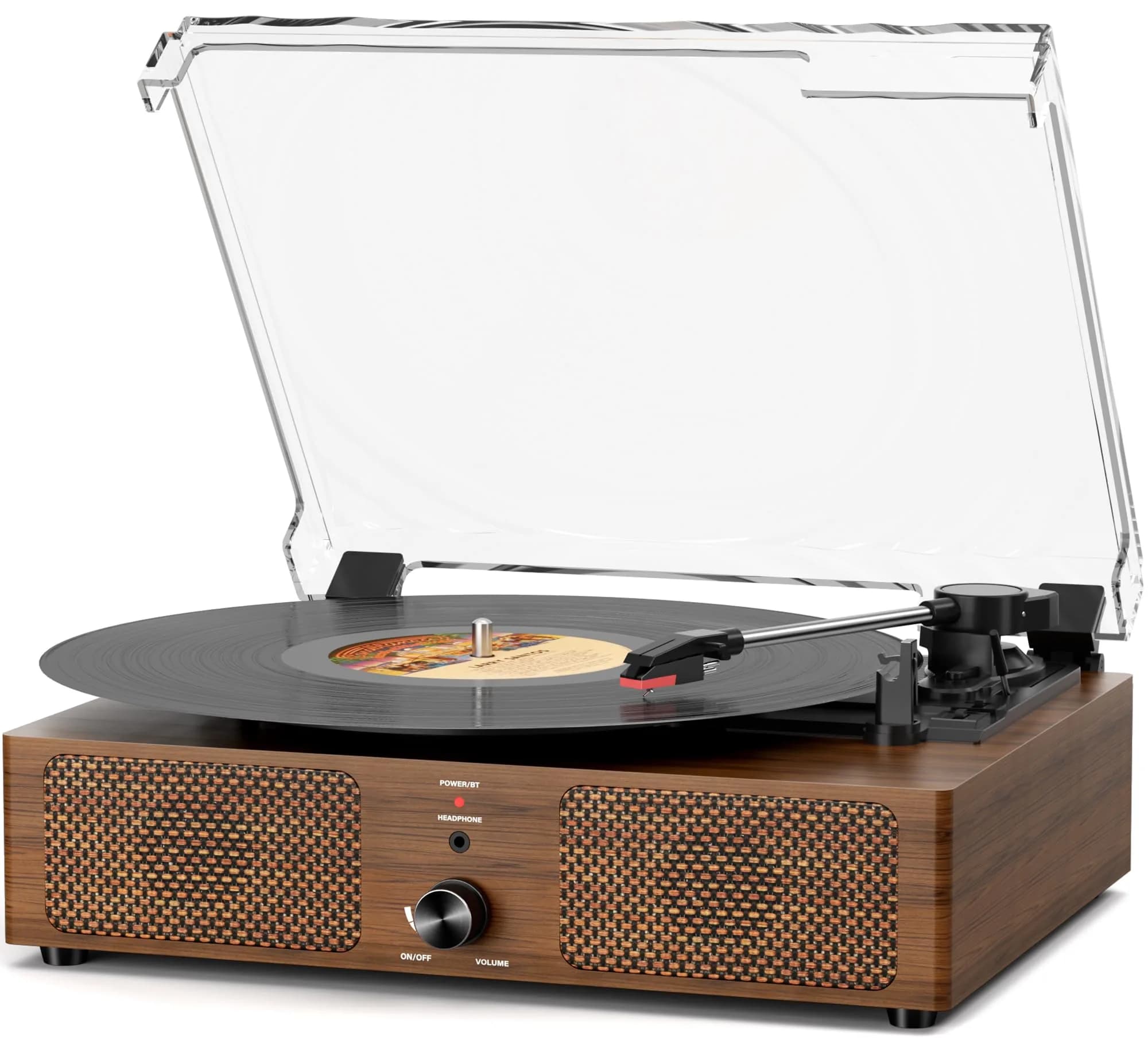 Cotsoco Vinyl Record Player Turntable with Bluetooth & 2 Stereo Speakers | 3 Speed Portable Retro