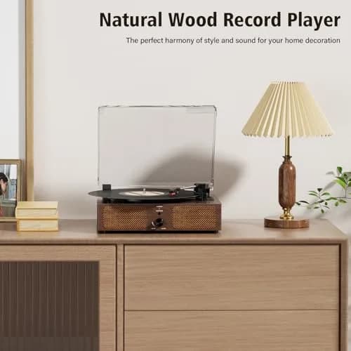 Cotsoco Vinyl Record Player Turntable with Bluetooth & 2 Stereo Speakers | 3 Speed Portable Retro thumbnail 6