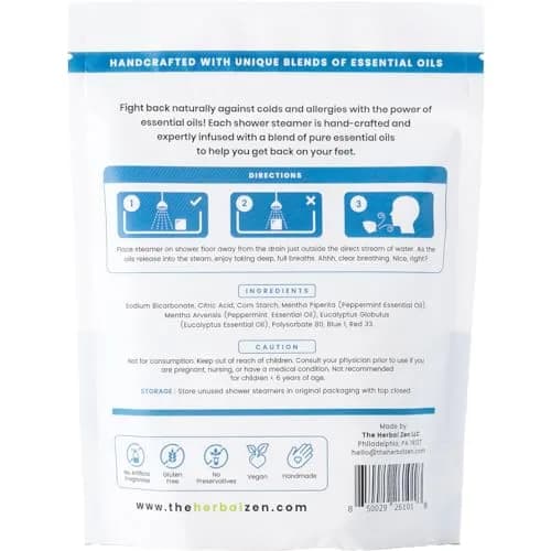 The Herbal Zen Cold Kicker Shower Steamers Aromatherapy Relief 10 Pack | Breathe Easy with Eucalyptus & Peppermint thumbnail 9