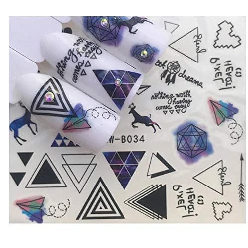 Plus Size Appeal Nail Sticker Decal Sheet | Rustic Heart & Deer Design, Salon Quality, 1 Sheet thumbnail 1