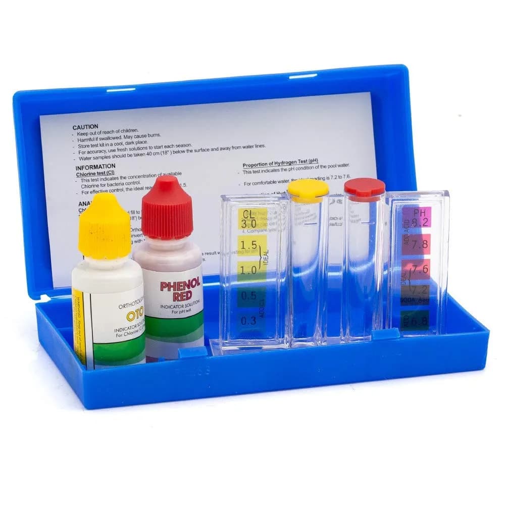 WWD POOL 2 Way Pool Water Test Kit for Chlorine & pH | Accurate Water Chemistry Testing