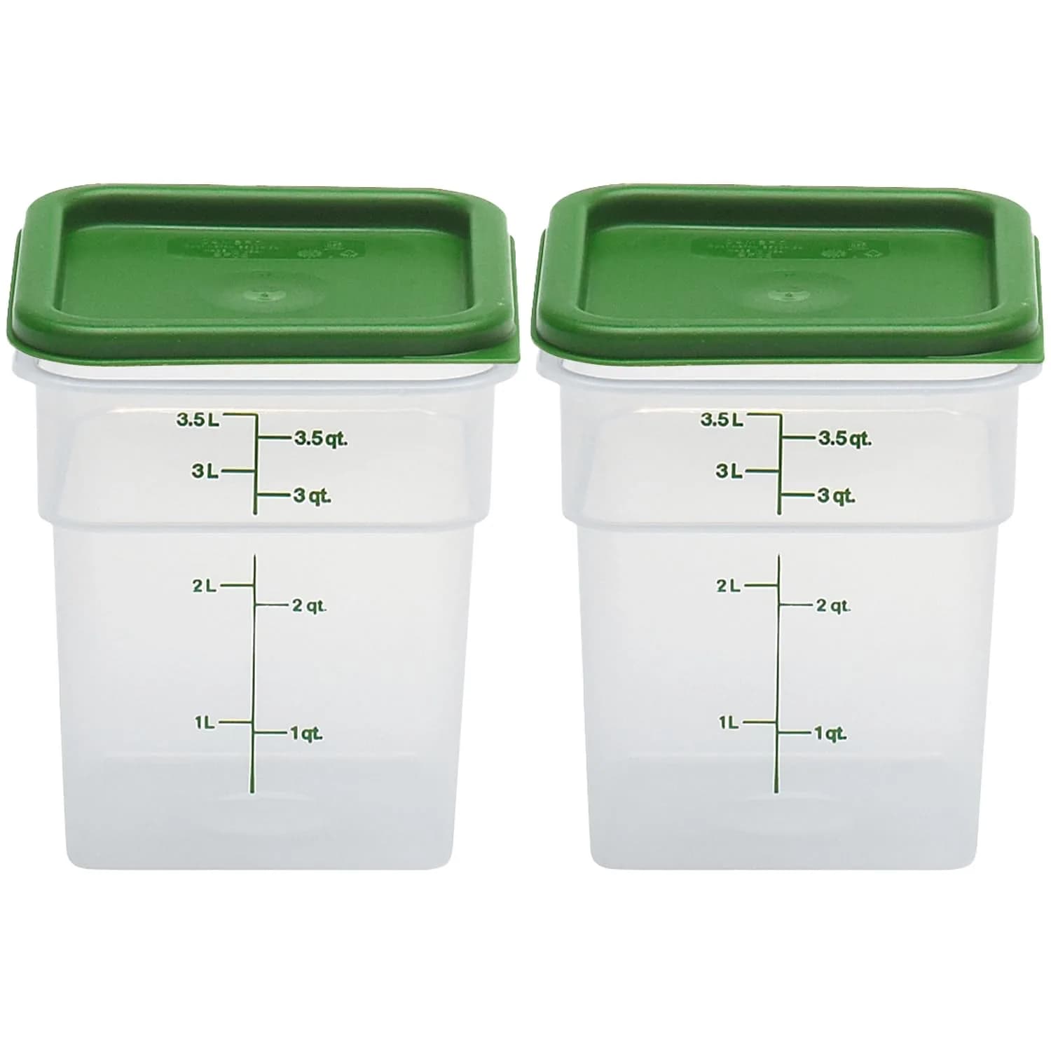 Cambro 4 QT (3.78 L) Square Food Storage Container with Green Lid | Commercial Grade BPA-Free & Microwave Safe - main product image