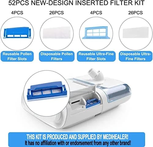 Medihealer Hypoallergenic Respirator Filters 52-Pack | Compatible with Dreamstation, Reusable Frame Kit thumbnail 2
