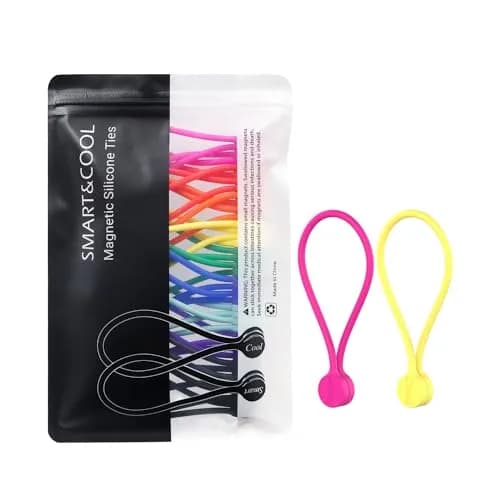 Smart&Cool Reusable Silicone Magnetic Cable Ties, Multicolored, 20-Pack | Flexible Cord Organizer for India thumbnail 1