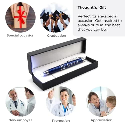Inkstone Medical Quote Stylus Pen with LED Light & Black Ink | 0.5mm Fine Point, Refillable, Blue Body thumbnail 5
