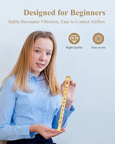 Eastar German Maple Wooden C Soprano Recorder Kit | Beginner-Friendly, 3-Piece Set with Case & Accessories thumbnail 2