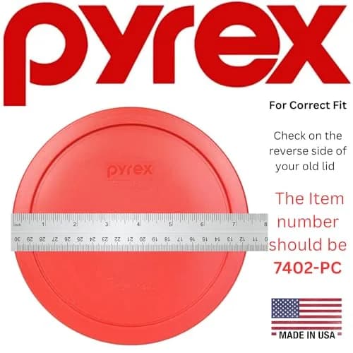 Pyrex 7402-PC 6 and 7-Cup Red Food Storage Lids (2-Pack) | Made in USA, BPA-Free, Dishwasher Safe thumbnail 3
