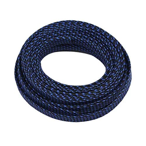 CBAZY 30ft PET Expandable Wire Cable Sleeve 0.1" (0.25cm) Blue&Black | Fire-Resistant & Flexible Cord Management thumbnail 4