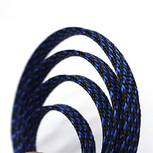 CBAZY 30ft PET Expandable Wire Cable Sleeve 0.1" (0.25cm) Blue&Black | Fire-Resistant & Flexible Cord Management thumbnail 3