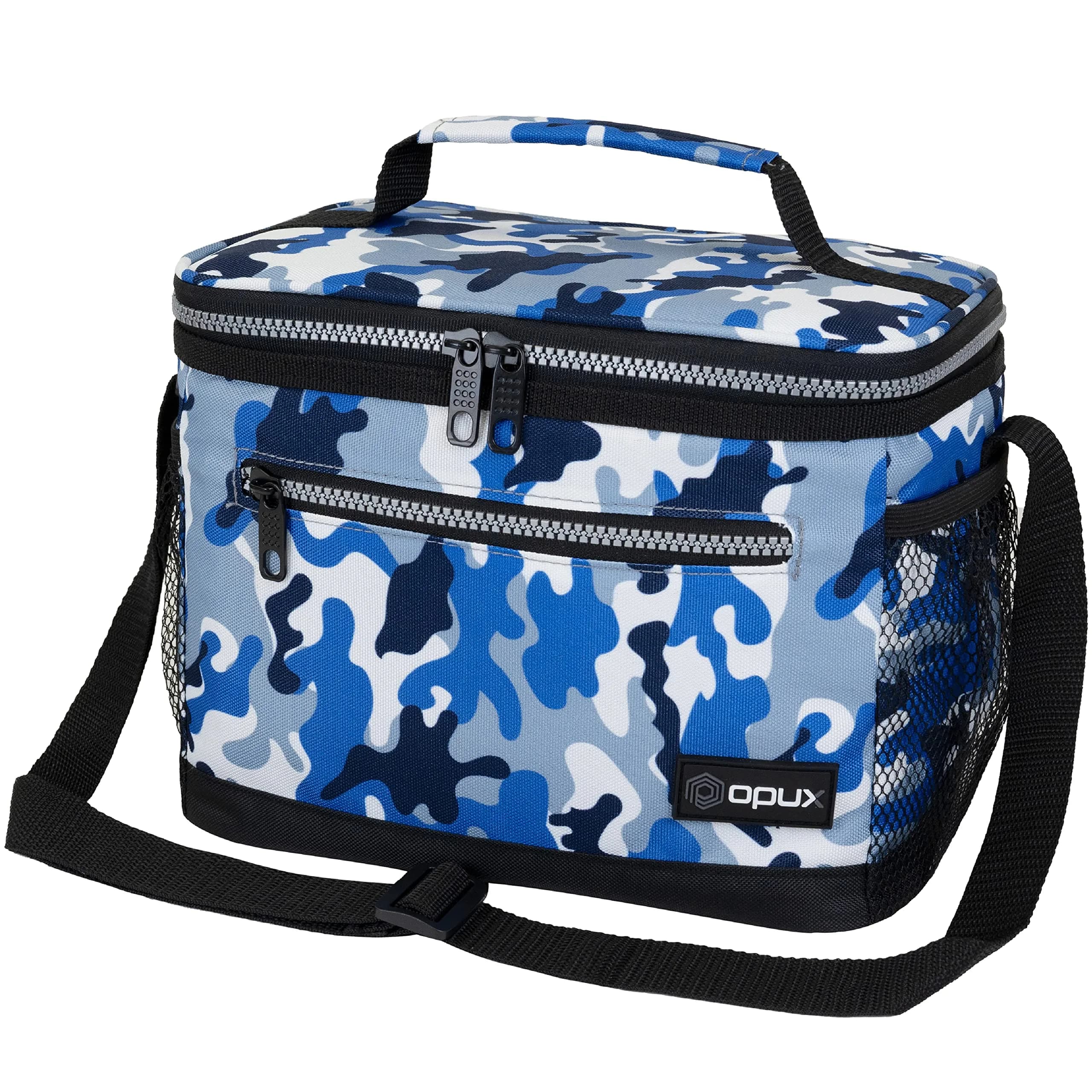 opux Insulated Lunch Bag for Men Women, Leakproof Kids, Camo Green | 8L Capacity, Thermal Insulation, Durable Nylon & Polyester — Camo Blue
