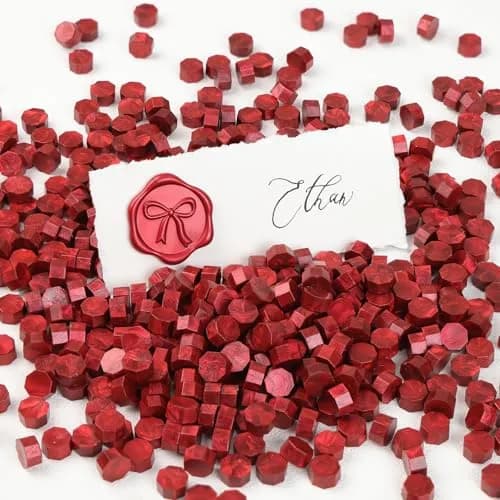 UNIQOOO Metallic Burgundy Wine Red Sealing Wax Beads (540 Pcs, 10mm) | Vibrant Color for Invitations & Crafts thumbnail 3