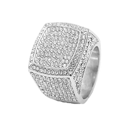 Charles Raymond Iced Out Luxury Oversize Men's Ring - Silver Size 8 | Statement Hip Hop Jewelry thumbnail 1