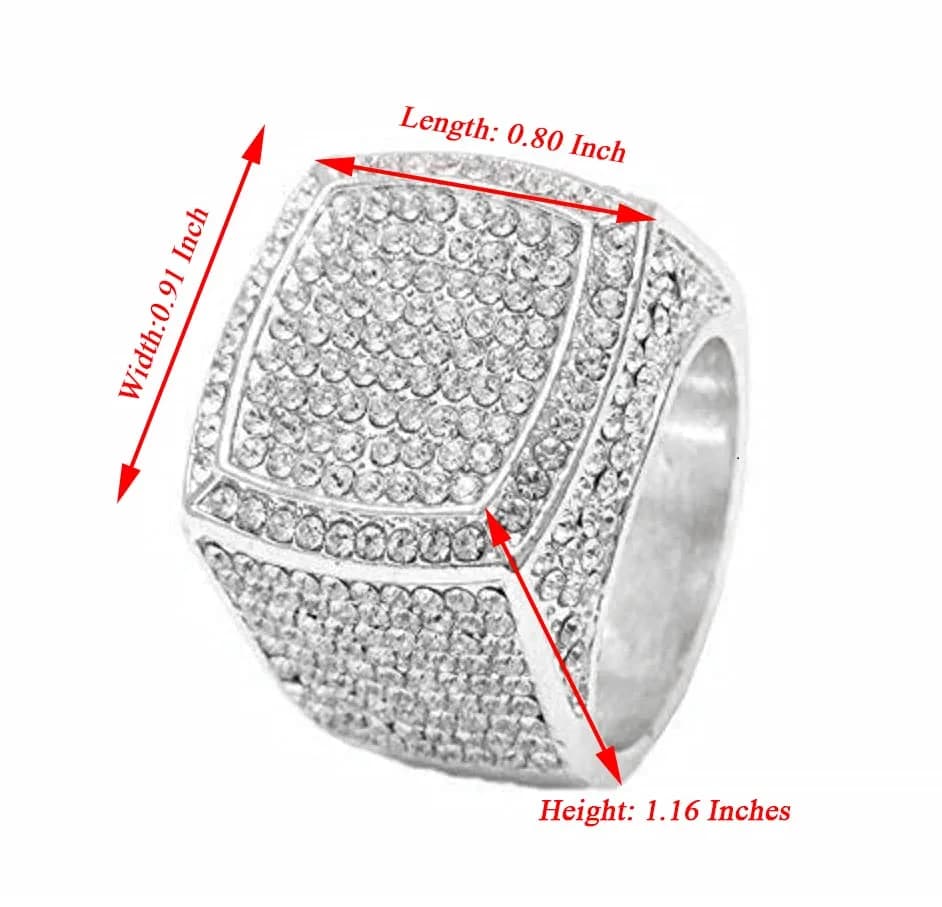 Charles Raymond Iced Out Luxury Oversize Men's Ring - Silver Size 8 | Statement Hip Hop Jewelry thumbnail 3