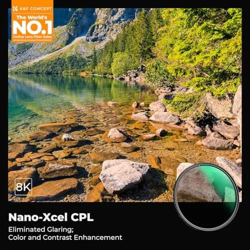 K&F CONCEPT 62mm Circular Polarizer Lens Filter with 28 Multi-Layer Coated | Ultra-Slim High Definition Waterproof Scratch Resistant Polarizing Lens Filter (CPL) (Nano-X Series) FC701 thumbnail 2