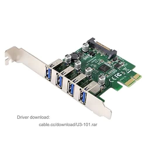 ChenYang 4 Port PCI-E 1X to 4 USB 3.0 HUB Expansion Card Adapter with 80/120mm Bracket | PCIe Gen2 Mode thumbnail 3