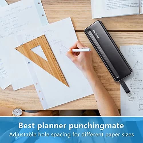 WORKLION Adjustable 6-Hole Punch with Positioning Mark, Daily Paper Puncher for A5 Size Six Ring Binder Planners - Refill Pages (Black, 19.4cm x 6.5cm x 6cm) thumbnail 5