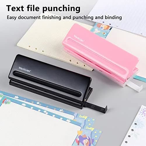 WORKLION Adjustable 6-Hole Punch with Positioning Mark, Daily Paper Puncher for A5 Size Six Ring Binder Planners - Refill Pages (Black, 19.4cm x 6.5cm x 6cm) thumbnail 6