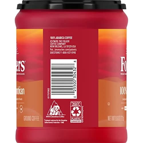 Folgers 100% Colombian Coffee, Medium Roast Ground Coffee, 9.6 Ounce Canister | Rich, Lively Flavor thumbnail 4