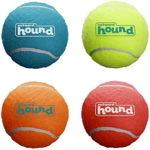 Outward Hound Squeaker Ballz Tennis Ball Dog Toy, Medium 2.5" (6.4 cm) 4-Pack | Durable, Bouncy, and Highly Visible Fetch Toys thumbnail 1