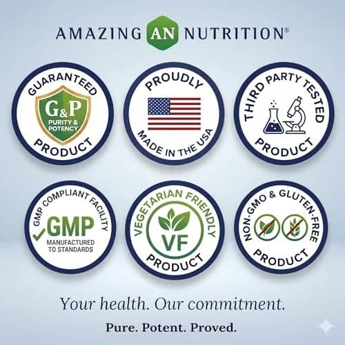 Amazing Nutrition Quercetin 250 Mg & Berberine 250 Mg | Veggie Capsules Supplement | Non-GMO | Gluten-Free | Made in USA thumbnail 4