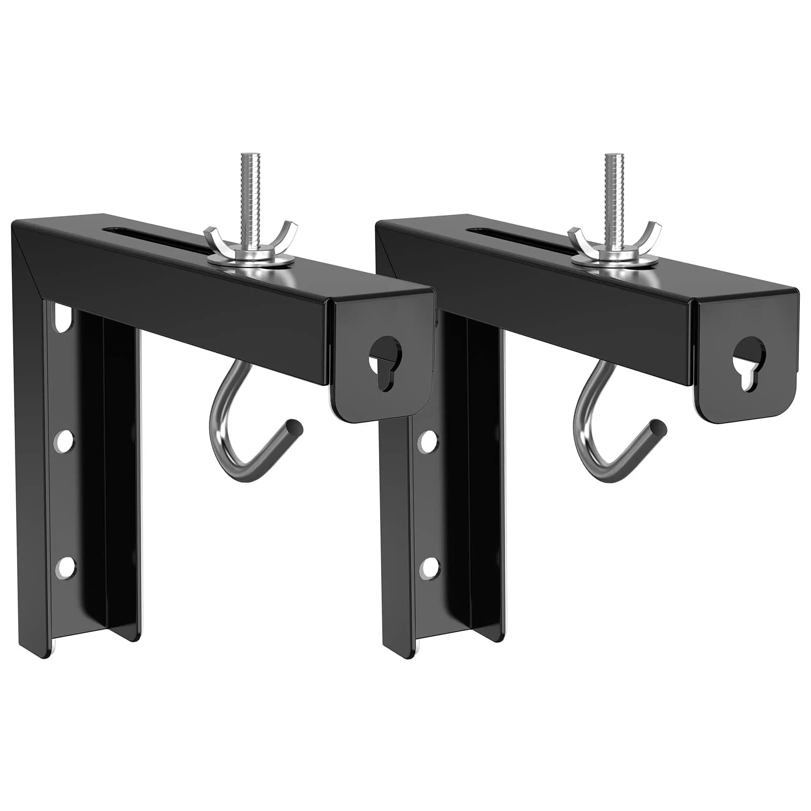 WALI Universal Projector Screen Ceiling Mount, Wall Hanging Mount L-Brackets, 12 inch Adjustable Extension with Hook Kit, 1.16 kg (2.56 lb) | Holds up to 36 kg (80 lbs) — Black / 6 Inch