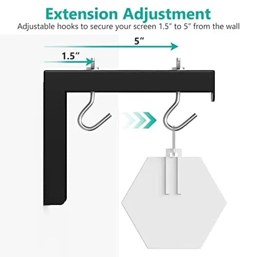WALI Universal Projector Screen L-Brackets 6 Inch Adjustable Extension with Hook Kit | Black, 2-Pack, 66 lbs Capacity thumbnail 5
